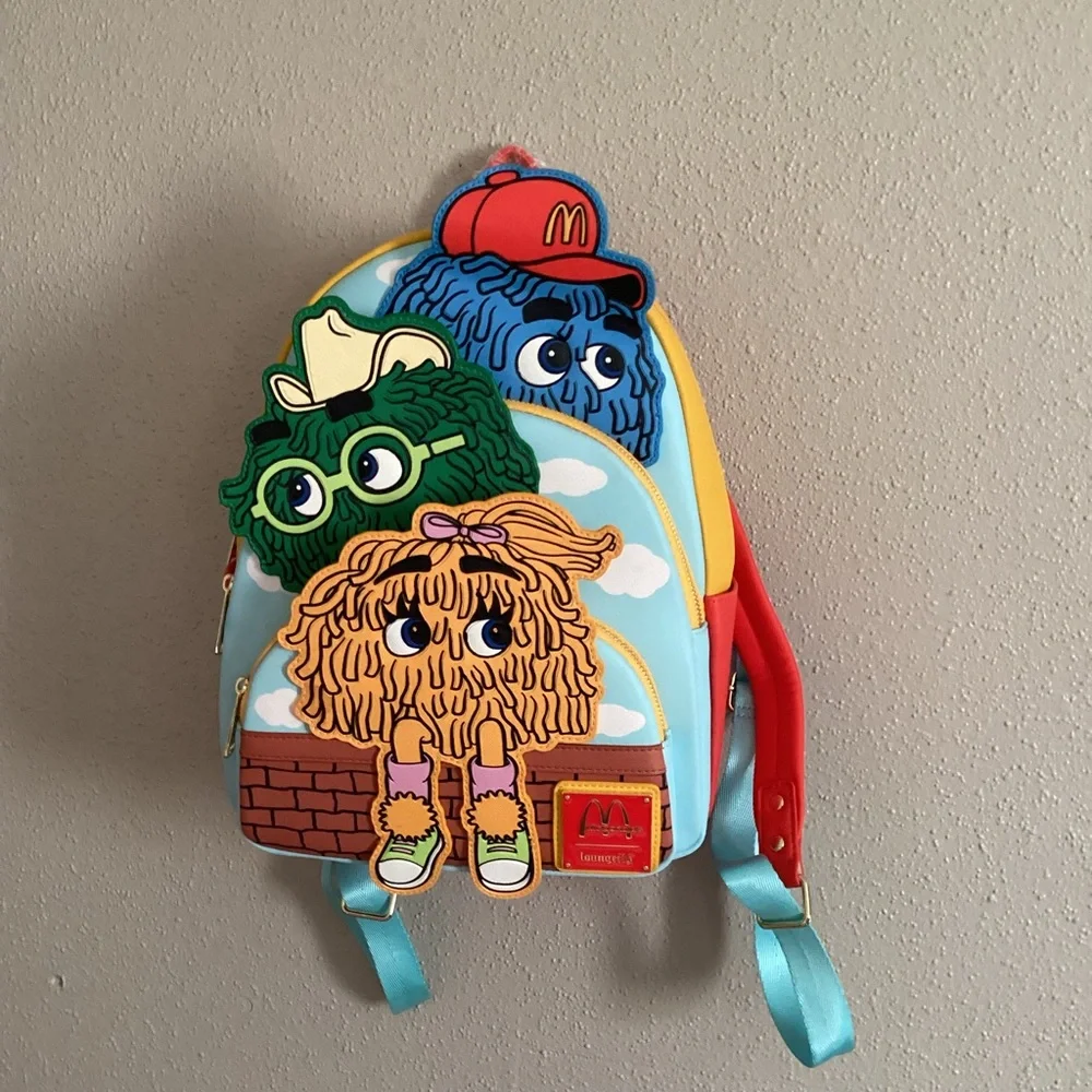 Loungefly McDonald’s Fry Kids Triple Pocket Mini Backpack NWT - Picture 4 of 6